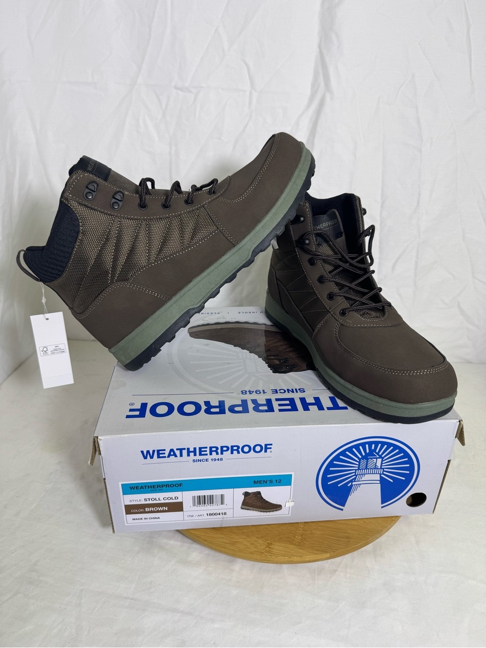 Weatherproof Stoll Cold Men’s Winter Boots Brown Size 12 Waterproof Insulated